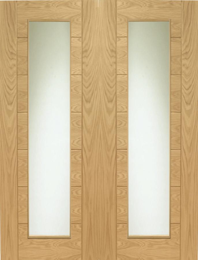 Palermo Internal Oak French Doors 40mm (clear glass)